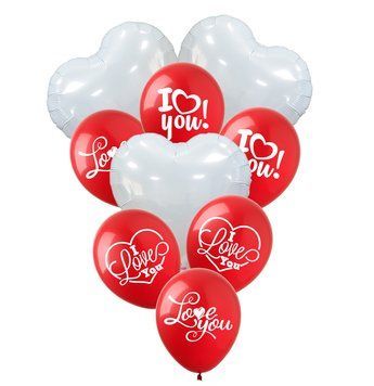 Set of balloons "I Love You", 9 pcs, 12"/30см., Красный, Любовь