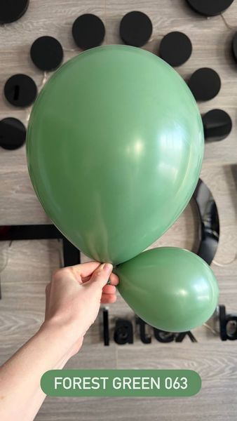 Balloon 12" Green forest 063 (30 cm) 50 pcs., 100 шт., 12"/30см., Зеленый, Круглий, Helium or air