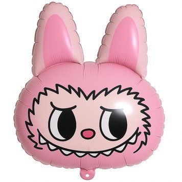 Labubu foil ball head pink 68"48 cm, 1 шт., Helium or air, Лабубу