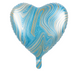 Foil Ball Heart 18" Blue Marble (China), Helium or air