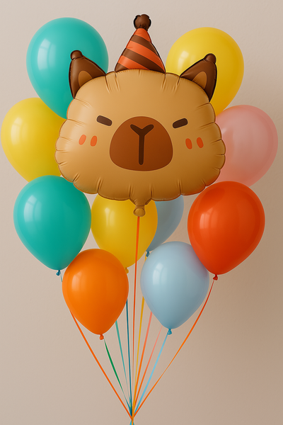 Capybara head foil ball (40*60 cm) (China), 1 шт., Helium or air, Capybara