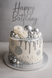 Happy Birthday cake topper silver (1pc) 16 cm