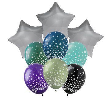 Set of balloons "Zori", 9 pcs, 12"/30см., Mix (5 colors), Stars