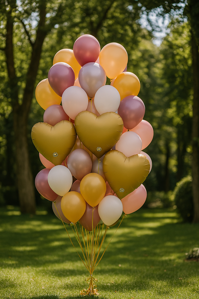 Foil ball Heart 18" Gold satin, 1 шт., 18"/45см., Золото, Helium or air