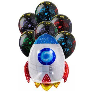 Set of balloons "Cosmos", 7 шт., 12"/30см., Чорний, Space