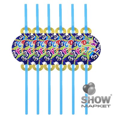 Трубочки для коктейля "С Днем Рождения" (пингвины)8шт. 11-023 фото