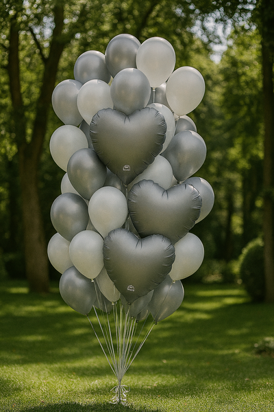 Foil ball Heart 18" Graphite satin, 1 шт., 18"/45см., Графіт, Helium or air