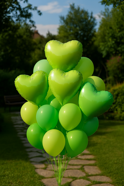 Foil Ball Heart 18" Pastel Green (China), Helium or air