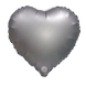 Foil ball Heart 18" Graphite satin, 1 шт., 18"/45см., Графіт, Helium or air