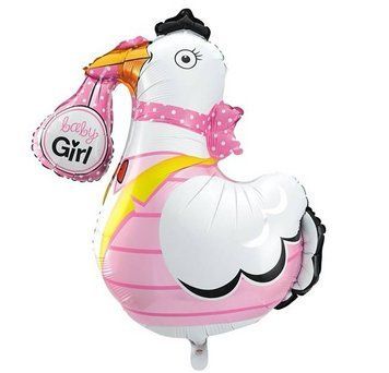 Фольгированный шарик Аист розовый It`s a Girl (78*84) (Китай) 4946 фото