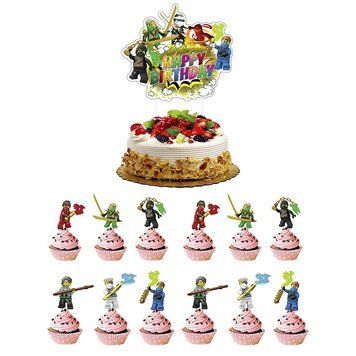 Топпер у торт Happy Birthday Ніндзяго (1уп, в уп 12+1) 12 cm/ 5cm) 5902806521985 фото