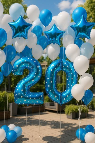 Foil number - 0 blue with stars (100 cm), Helium or air