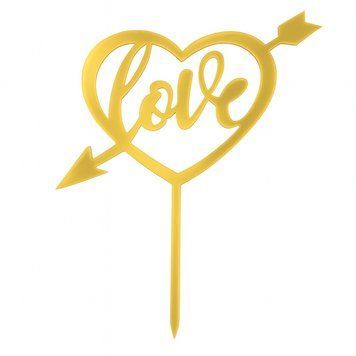 Cake topper LOVE gold (1pc) 16 cm