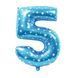 Foil number - 5 blue with stars (100 cm), Helium or air