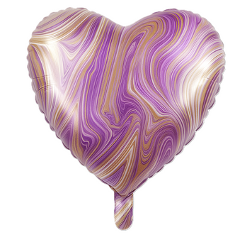 Foil Ball Heart 18" Purple Marble (China), Helium or air
