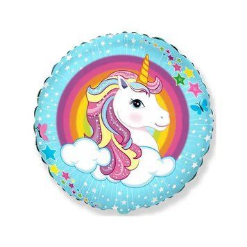 Фольгированный шарик Круг 18" Единорог радуга (Китай) FB422410 фото