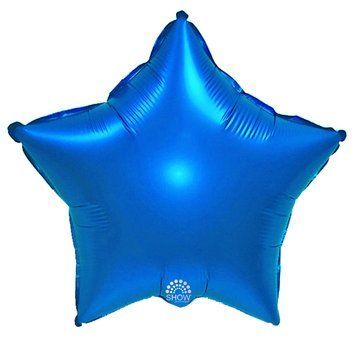 Star foil ball 18" Electric blue satin (Art Show), 1 шт., 18"/45см., Синій, Helium or air
