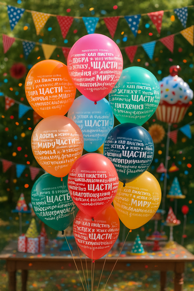 Balloon RN-36 12" "Wishes" assorted (4 tbsp) (50 pcs.), 50 шт.