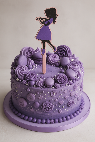 Cake topper "Girl with a phone" (vial) 14*3 cm (1pc), 1 шт., Фиолетовый