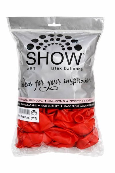 Balloon 5" Red Coral 026 (12.5 cm) 100 pcs., 100 шт., 5"/12.5см, Helium or air