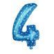 Foil number - 4 blue with stars (100 cm), Helium or air
