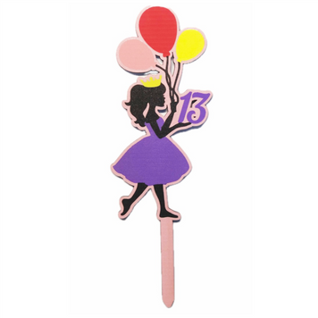 Cake topper "Princess 13 years old" (vial) 20*6 cm (1pc), 1 шт., Фиолетовый