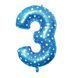Foil number - 3 blue with stars (100 cm), Helium or air