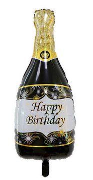 Foil ball Champagne Happy Birthday (50*99) (China), 1 шт., Helium or air, Напої
