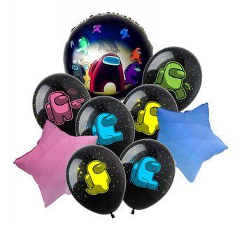 "Among Us" Balloon Set, 9 pcs, 12"/30см., Чорний, Among Us
