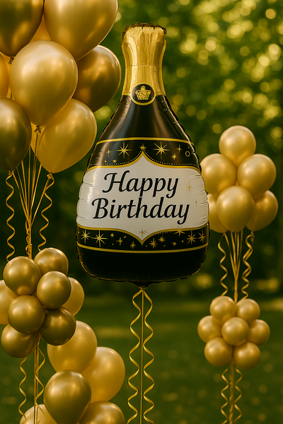 Фольгована кулька Шампанське Happy Birthday (50*99) (Китай) 4959 фото