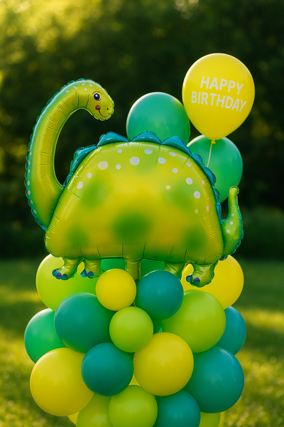 Yellow dinosaur foil ball (75*80) (China), 1 шт., Helium or air, Динозаври