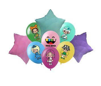 Toka Boka Balloon Set, 9 pcs, 12"/30см., Mix (5 colors), Toca Boca