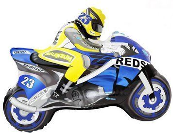 Foil ball Motorcycle blue (66*53) (China), Helium or air, Transport