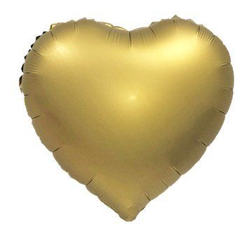 Foil Ball Heart 18" Matte Gold (China), Helium or air