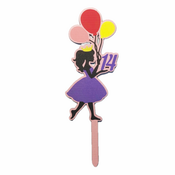 Cake topper "Princess 14 years old" (vial) 20*6 cm (1pc), 1 шт., Фиолетовый