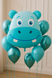 Foil ball Hippo head (71*76) (China), 1 шт., Helium or air, Дикі тварини