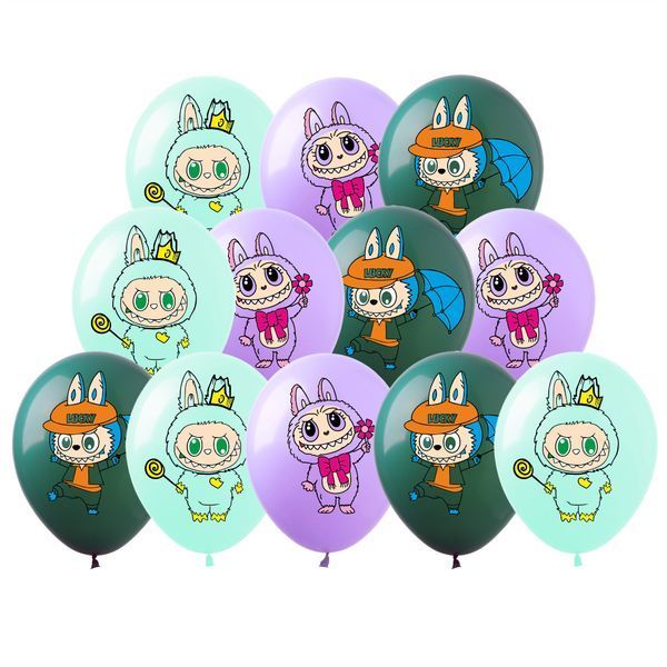 Air balloon LB-150 Labubu dolls, 100 шт., 12"/30см., Mix (3 colors), Labubu Dolls