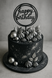 Happy Birthday cake topper black (1pc) 16 cm