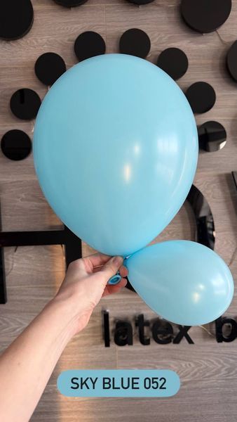 Balloon 5" Sky Blue 052 (12.5 cm) 100 pcs., 100 шт., 5"/12.5см, Голубой, Helium or air
