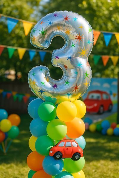 Foil number - 3 (white, stars) (100 cm)