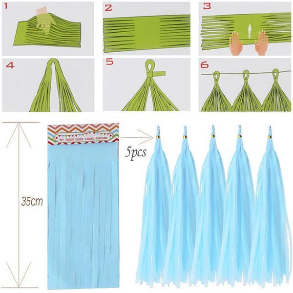 Tassel brush tail for balloons orange (5pcs)