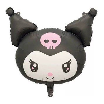 Foil ball 5875 Kuromi head (67*63), 1 шт., Helium or air, Kuromi