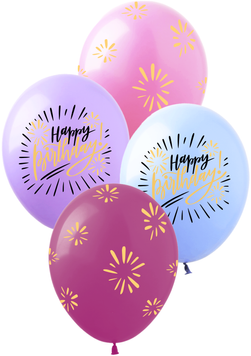 Повітряна кулька SDR-131B 12" "Happy Birthday Феєрверки " 50 шт SDR-131B фото