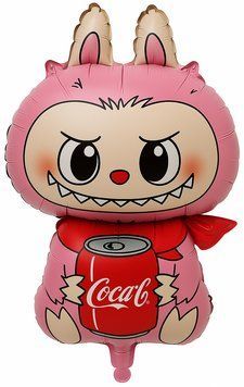 Labubu foil ball pink Coca-Cola 61"42 cm, 1 шт., Helium or air, Лабубу