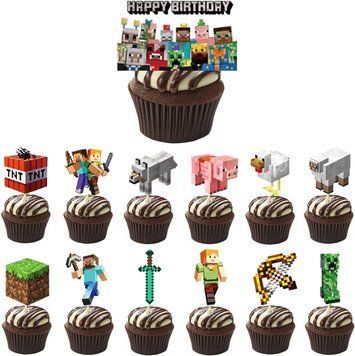 Топпер у торт Happy Birthday Minecraft (1уп, в уп 12+1) 12 cm/ 5cm) 5902806522166 фото