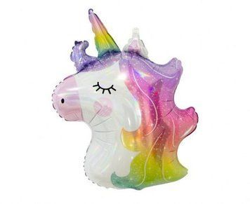 Foil ball Unicorn head (55*75) (China), 1 шт., Helium or air, Unicorn