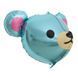 Foil ball 3D Bear blue, head (58*55) (China), 1 шт., Helium or air, Дикі тварини