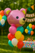 Foil ball 3D Pink bear, head (58*55) (China), 1 шт., Helium or air, Дикі тварини
