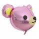 Foil ball 3D Pink bear, head (58*55) (China), 1 шт., Helium or air, Дикі тварини