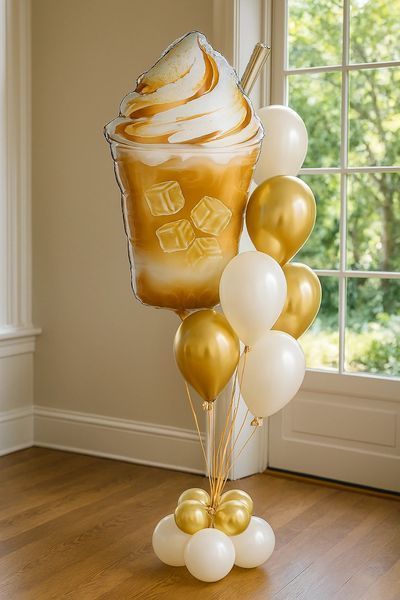 Foil ball Dessert drink with whipped cream 51 x 81 cm (China), 1 шт., Helium or air, Food
